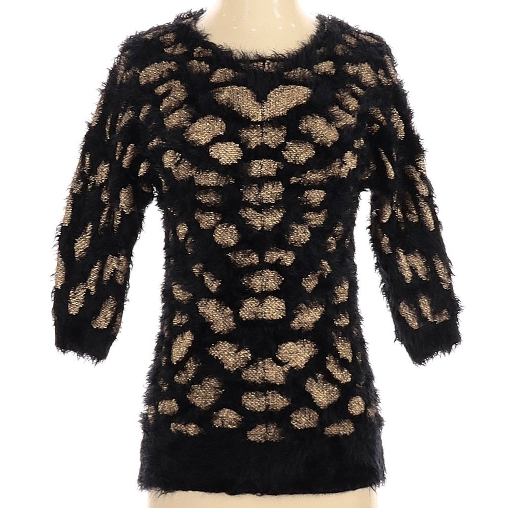 Philosophy Black & Gold Fuzzy Sweater